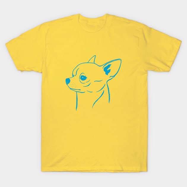 Chihuahua (Yellow and Sky Blue) T-Shirt by illucalliart